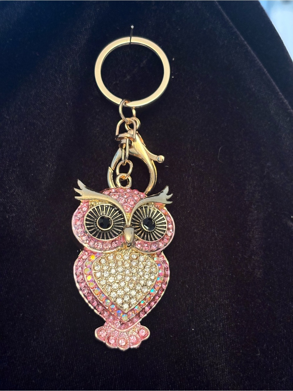 Pink Crystal Owl Keychain/Purse bling. Women's Accessory